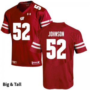 Men's Wisconsin Badgers NCAA #52 Kaden Johnson Red Authentic Under Armour Big & Tall Stitched College Football Jersey AP31E05PF